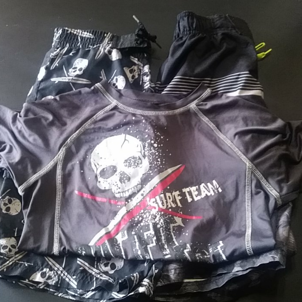 Lot of 2 Boys Swim Trunks/1Swim Shirt